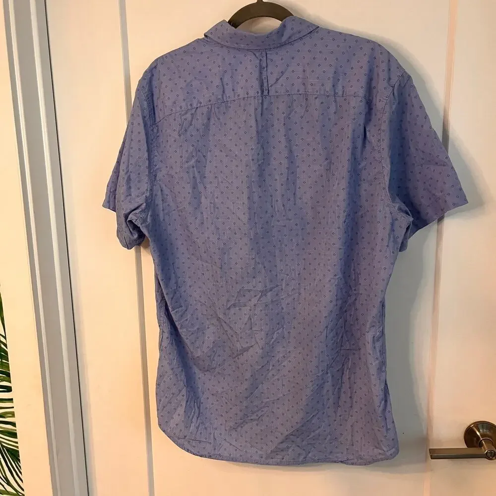 Banana Republic Luxe Poplin Short Sleeve Grant Slim Fit Button Down Shirt Large